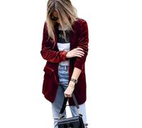 VIVICOLOR Samtblazer Anzugjacke Bürokleidung Velours Strickjacke Mantel Jacken Oberbekleidung für Damen