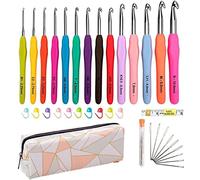 VIVIIHOO 14-teiliges Häkelnadel-Set mit ergonomischem Komfortgriff, weichem Gummi, mit Zubehör, Heimwerkzeug, Häkelnadel-Set (Farbe)