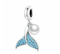 VIVILE Fischschwanz Perlen Charms 925 Sterling Silber,Ozean Blau Seesternen Muscheln Bead Charm für damen,Blume,Glühwürmchen,Moments ME Anhänger für Armbänder,Dupes,Geschenk für Geburtstag,Jubiläum