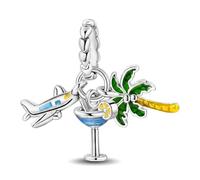 VIVILE Flugzeug Kokosbaum Mojito Charms 925 Sterling Silber,Ozean Blau Seesternen Bead Charm für damen,Blume,Glühwürmchen,Moments ME Anhänger für Armbänder,Dupes,Geschenk für Geburtstag
