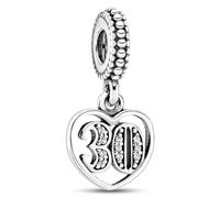VIVILE Herz Charms 925 Sterling Silber,30. hochzeitstag Bead Charm für damen,Family,Blume,Glühwürmchen,Moments ME Anhänger für Armbänder,Dupes,Geschenk für Geburtstag,Jubiläum,Mode Schmuck