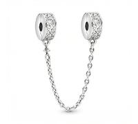 VIVILE Sicherheitskette Clip Charms Stopper 925 Sterling Silber,Weiß Zirkon Bead Charm für damen,Blume,Glühwürmchen,Moments ME Anhänger für Armbänder,Sicherheitskette,Geschenk für Geburtstag,Jubiläum