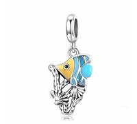 VIVILE Tropische Fische Charms 925 Sterling Silber,Ozean Blau Seesternen Muscheln Bead Charm für damen,Blume,Glühwürmchen,Moments ME Anhänger für Armbänder,Dupes,Geschenk für Geburtstag,Jubiläum
