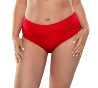 VIVISENCE 3002 Bikinislips Dame Bademode Musterlos Gerafft Hoher Bund Setteil EU, Rot,40