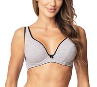 VIVISENCE BH Damen Komfort Vollschalen Ungepolstert Mit Bügel Damen Soft BH Klassisch Bügel Komfortabel Alltag Baumwolle Unterwäsche Dessous, Grau,65D