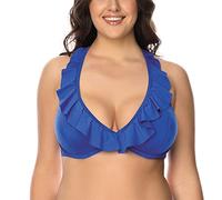 VIVISENCE Bikini BH Dame Bademode Gepolstert Hergestellt In EU Neckholder 3220, Blau,75F