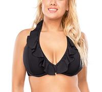 VIVISENCE Bikini BH Dame Bademode Gepolstert Hergestellt In EU Neckholder 3220, Schwarz,70G