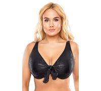 VIVISENCE Bikini BH Dame Bademode Bikinioberteil Musterlos Setteil EU 3202, Schwarz Glänzend,80C
