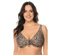VIVISENCE Bikini Oberteil Damen Bügel Schleife Formend Stützfunktion 3203, Beige-Schwarz,75F