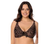 VIVISENCE Bikini Oberteil Damen Bügel Schleife Formend Stützfunktion 3203, Braun-Schwarz,95E