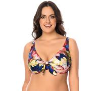 VIVISENCE Bikini Oberteil Damen Bügel Schleife Formend Stützfunktion 3203, Dunkelblaue Blumen,85F
