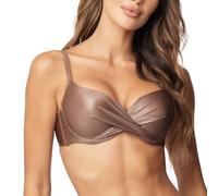 VIVISENCE Bikini Push-Up BH Dame Bademode Geblümt Regulierbar Klassisch EU 3222, Braun Glänzend,90C