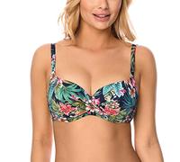 VIVISENCE Bikini Push-Up BH Dame Bademode Geblümt Regulierbar Klassisch EU 3222, Dunkelblau,80C