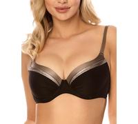 VIVISENCE Bikini Push-Up-BH Stilvoller Zum Schwimmen Gepolsterte Schalen Bügel-BH Verstellbare Träger Widerstandsfähig Gegen Verfärbung Und Verformung, Schwarz,75E