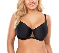 VIVISENCE Bügel BH Damen Glatte Seamless Schalen Gepolsterter Büstenhalter Mit Bügel Klassische BHS Große Brüste Starker Halt, Passt Sich, Schwarz,85C