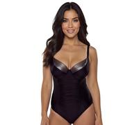 VIVISENCE Dame Badeanzug Bademode Musterlos Regulierbar Träger EU 3108, Schwarz-Golden,70H