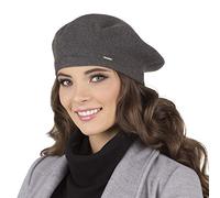 VIVISENCE Damen Baskenmütze Eleganter Wintermütze Warm Und Gemütlich Kopfbedeckung An Winter Und Herbst Warm Dick Strickmütze, Klassisch Mütze Für Frauen, Hergestellt In EU, Dunkelgrau