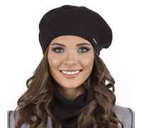 VIVISENCE Damen Baskenmütze Eleganter Wintermütze Warm Und Gemütlich Kopfbedeckung An Winter Und Herbst Warm Dick Strickmütze, Klassisch Mütze Für Frauen Modell 7005, Schwarz,Einheitsgröße