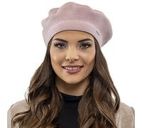 VIVISENCE Damen Baskenmütze Eleganter Wintermütze Warm Und Gemütlich Kopfbedeckung An Winter Und Herbst Warm Dick Strickmütze, Klassisch Mütze Für Frauen Modell 7005, Rosa,Einheitsgröße