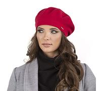VIVISENCE Damen Baskenmütze Eleganter Wintermütze Warm Und Gemütlich Kopfbedeckung An Winter Und Herbst Warm Dick Strickmütze, Klassisch Mütze Für Frauen, Hergestellt In EU, Rot