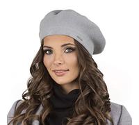 VIVISENCE Damen Baskenmütze Eleganter Wintermütze Warm Und Gemütlich Kopfbedeckung An Winter Und Herbst Warm Dick Strickmütze, Klassisch Mütze Für Frauen Modell 7005, Hellgrau,Einheitsgröße