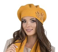 VIVISENCE Damen Baskenmütze Warm Und Gemütlich Wintermütze An Winter Und Herbst Warme Dick Strickmütze, Kopfbedeckung Eleganter Klassisch Mütze Für Frauen Modell 7007, Honig,Einheitsgröße