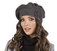 VIVISENCE Damen Baskenmütze Warm Und Gemütlich Wintermütze An Winter Und Herbst Warme Dick Strickmütze, Kopfbedeckung Eleganter Klassisch Mütze Für Frauen Modell 7007, Dunkelgrau,Einheitsgröße