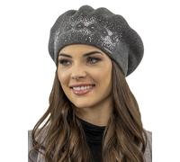 VIVISENCE Damen Baskenmütze Winter Herbst Warme Barette Wolle Elegante Stil 7050, Dunkelgrau,Einheitsgröße