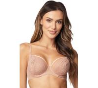 VIVISENCE Damen BH Eleganter Mit Soft-Cups Und Spitze Mit Dekorativem Anhänger Verstellbare Nicht Abnehmbare Träger, Beige,90C