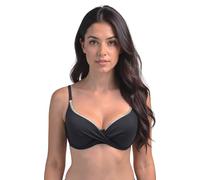 VIVISENCE Damen Bikini Push Up BH Bademode Mit Bügel Und Klickverschluss Seitliche Stäbchen Verstellbare Träger Formend Und Stabil Für Strand Schwimmbad, Schwarz-Golden,85D