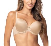 VIVISENCE Damen Push Up BH Mit Glatter Mikrofaser Abnehmbaren Traegern Komfortabler Passform Und Starkem Halt, Beige,80C