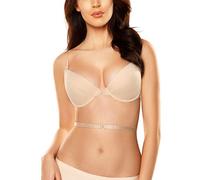VIVISENCE Damen Push-Up BH Mit Transparente Trägern Rückenfreier Bügel BH Durchsichtigen Trägern Für Rückenfreies Kleid, BH Einlagen Push, Beige,75F
