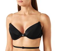 VIVISENCE Damen Push-Up BH Bügel Trägerlos Vorderverschluss Einlagen Schale 1040, Schwarz,80B