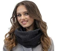 Vivisence Damen Winter Loop Schal Aus Modischer Gemütlich Wärmendem Garn Kalte Wintertage Frauen Elegante Melange-Muster Dekorative Und Sportliche Outfits Winter Herbst, Schwarze Melange,Einheitsgröße
