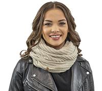 VIVISENCE Damen Winter Loop Schal Warm Und Gemütlich Halsbedeckung An Winter Und Herbst Warm Dick Schal, Klassisch Winterschal Für Frauen, Hergestellt In Der EU, Beige