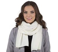 VIVISENCE Damen Winter Schal Aus Modischer Gemütlich Wärmendem Garn Mit Dekorativer Bindung Für Kalte Wintertage Frauen Elegante Und Sportliche Outfits Winter Herbst Modell 7102, Weiß,Einheitsgröße