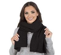 VIVISENCE Damen Winter Schal Aus Modischer Gemütlich Wärmendem Garn Mit Dekorativer Bindung Für Kalte Wintertage Frauen Elegante Und Sportliche Outfits Winter Herbst Modell, Schwarz,Einheitsgröße