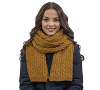 VIVISENCE Damen Winter Schal Aus Modischer Gemütlich Wärmendem Garn Mit Dekorativer Bindung Für Kalte Wintertage Frauen Elegante Und Sportliche Outfits Winter Herbst Modell, Dunkelgelb,Einheitsgröße