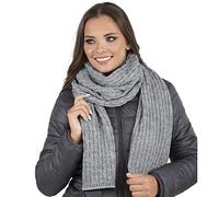 VIVISENCE Damen Winter Schal Aus Modischer Gemütlich Wärmendem Garn Mit Dekorativer Bindung Für Kalte Wintertage Frauen Elegante Und Sportliche Outfits Winter Herbst Modell, Hellgrau,Einheitsgröße