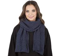 VIVISENCE Damen Winter Schal Aus Modischer Gemütlich Wärmendem Garn Mit Dekorativer Bindung Für Kalte Wintertage Frauen Elegante Und Sportliche Outfits Winter Herbst Modell, Dunkelblau,Einheitsgröße