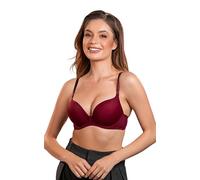 VIVISENCE Push-Up BH Damen Mit Bügel Gepolsterter Maximizer Für Brüste 1041, Bordeauxrot,70G