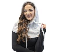 VIVISENCE Schalmütze Kapuzen Schal Für Damen Kombination Aus Stilvolle Mütze Und Loop-Schal Mit Balaclava Verstellbarem Kordelzug Aus Weicher Lammwolle Und Baumwolle Winter, Hellgrau,Einheitsgröße