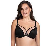 VIVISENCE Soft-BH Für Damen Mit Bügel, Halbtransparente Cups Aus Netzstoff Schleife Verstellbare Träger Hakenverschluss Verstellbaren Trägern, Schwarz,80J