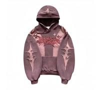Vivoofchic Hoodie Herren Y2K Harajuku Kapuzenpullover | Gothic Fashion Streetwear Sweatshirt mit Stern-Patch | Langarm Casual Patchwork Hoodie mit Kapuze