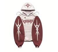 Vivoofchic Hoodie Herren Y2K Harajuku Kapuzenpullover | Gothic Fashion Streetwear Sweatshirt mit Stern-Patch | Langarm Casual Patchwork Hoodie mit Kapuze