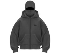 Vivoofchic Hoodie Herren Y2K Kapuzenpullover | Fashion Streetwear Sweatshirt mit Doppelhut-Design und Reißverschluss | Langarm Casual Jacket für Männer und Frauen