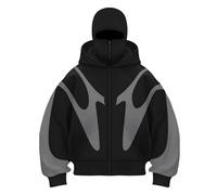 Vivoofchic Hoodie Herren Y2K Kapuzenpullover | Gothic Fashion Streetwear Sweatshirt mit Doppelhut-Design | Langarm Casual Patchwork Jacket für Männer und Frauen