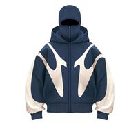 Vivoofchic Hoodie Herren Y2K Kapuzenpullover | Gothic Fashion Streetwear Sweatshirt mit Doppelhut-Design | Langarm Casual Patchwork Jacket für Männer und Frauen