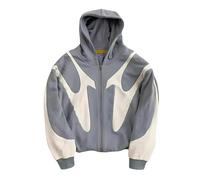 Vivoofchic Hoodie Herren Y2K Kapuzenpullover | Gothic Fashion Streetwear Sweatshirt mit Reißverschluss | Langarm Casual Patchwork Jacket für Männer und Frauen