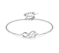 VIWIND Armband Damen 925 Sterling Silber Unendlichkeit Armbänder Infinity Liebe Symbol Herz Zirkonia Armbänder Verstellbarer Charm Armband für Frauen und Mädchen mit Geschenkbox (Infinity Herz)